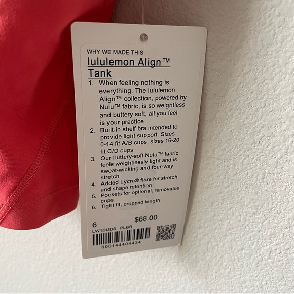 NWT Lululemon Align Tank Pale Raspberry Size 6 - Picture 4 of 6
